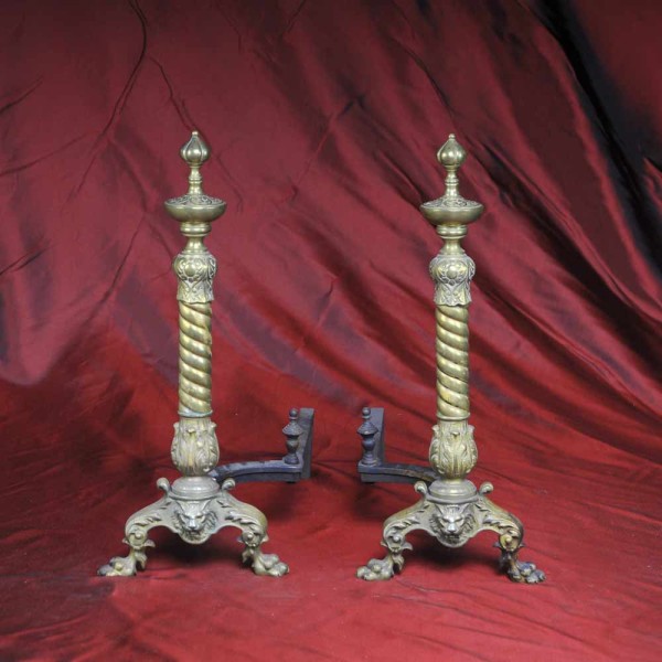 Vintage Brass Andirons Northshore Fireplace