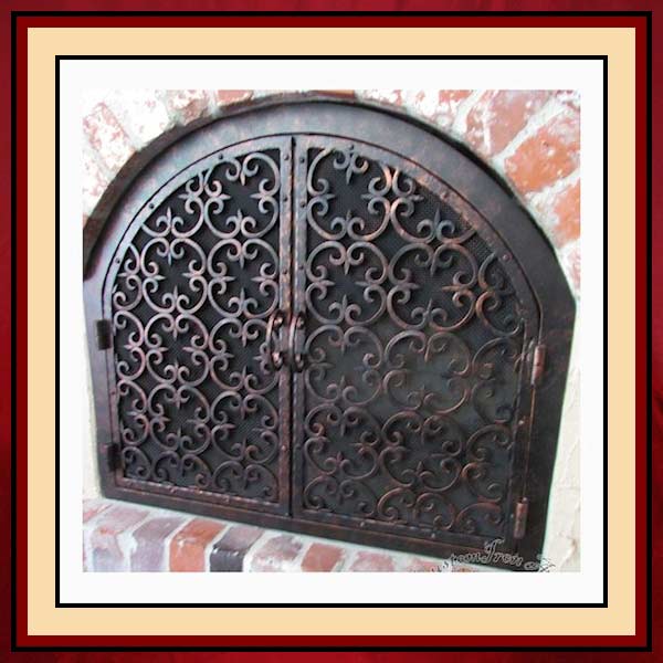 Arched Wrought Iron Fireplace Screen Door