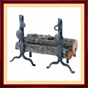 Wrought Iron Leaf Styled Andirons