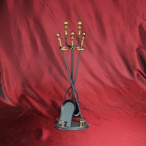 Polished Brass and Black Iron Tool Set