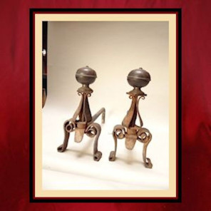 Forged Iron Ball Top Andirons