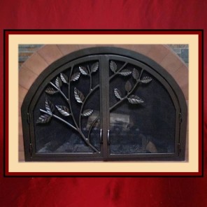 Arched Wrought Iron Fireplace Screen Door