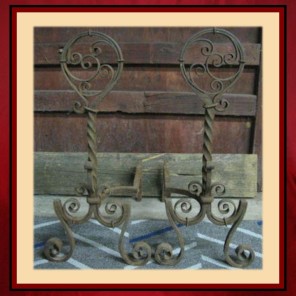 Vintage Hand Forged Andirons