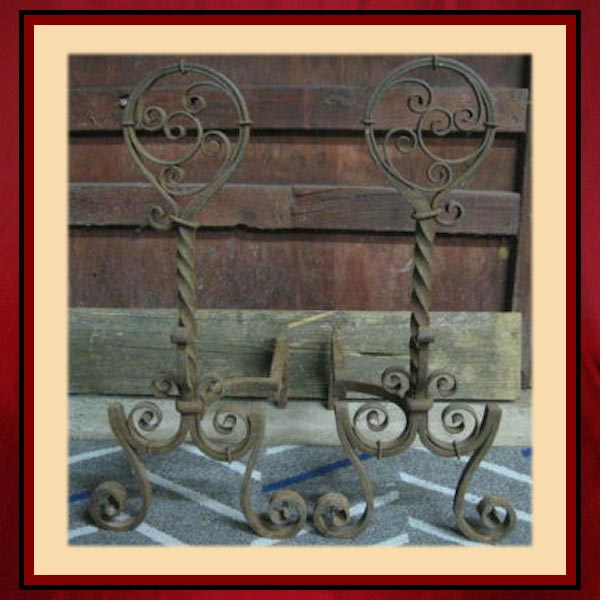 Vintage Hand Forged Andirons