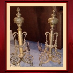 Vintage Ornate French Andirons