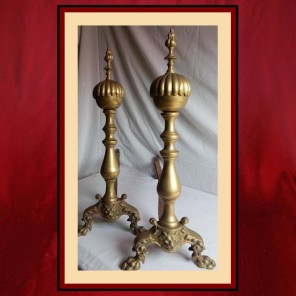Vintage Faceted Ball Top Andirons