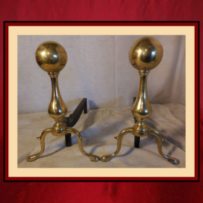 Vintage Brass Cannonball Andirons
