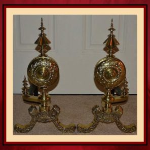 Vintage Neoclassical Brass Andirons