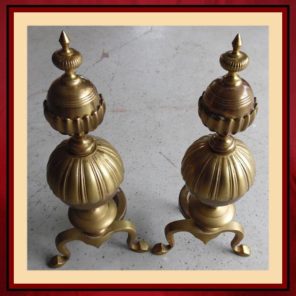 Vintage Victorian Brass Andirons